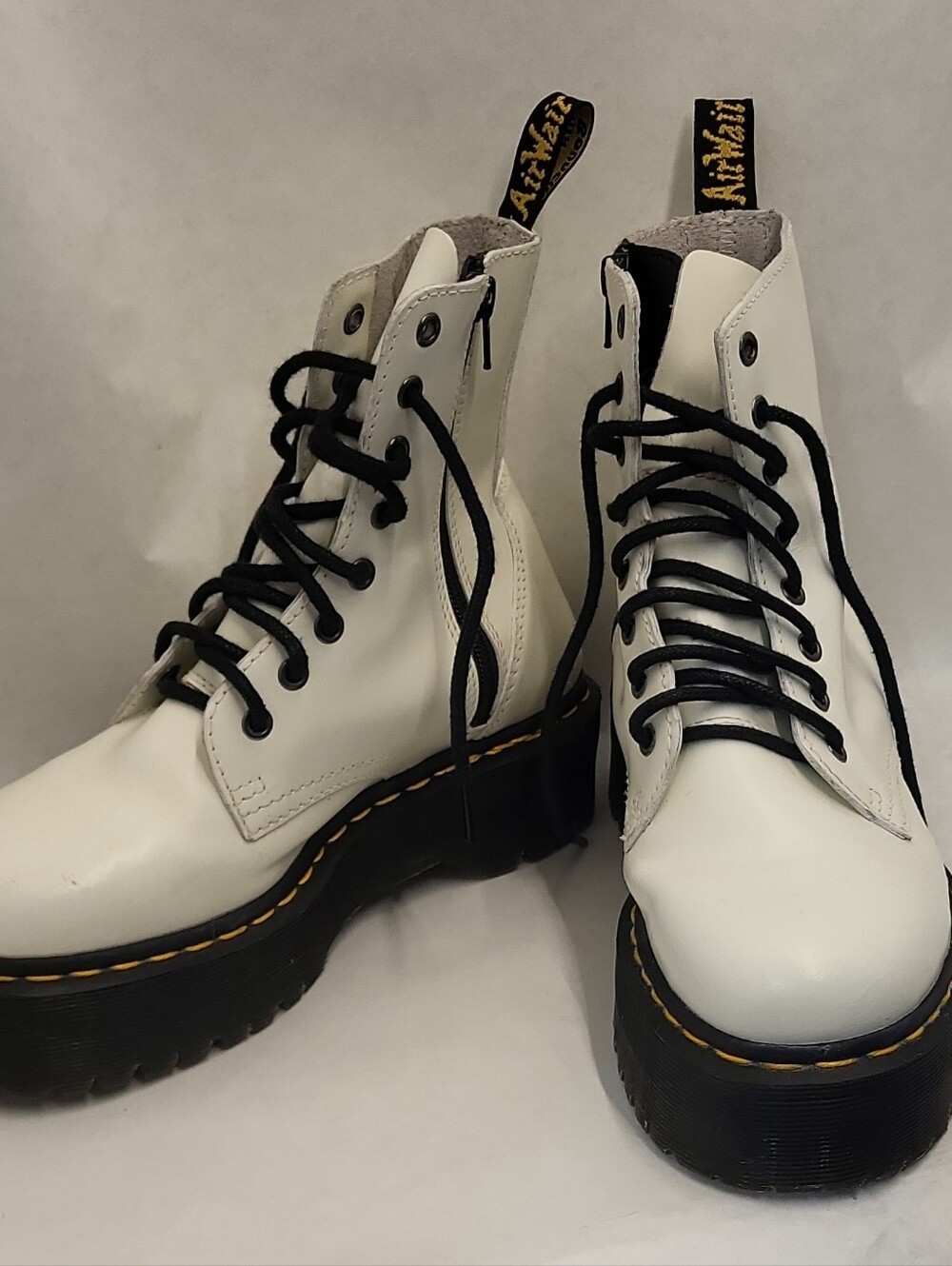 Dr. Martens White Lace-Up Platform Combat Boots